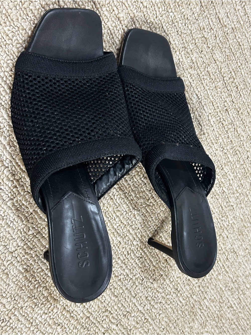 SCHUTZ Black Knit Pointed-Toe Flat